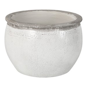 Modern Ceramic Planter and Flower Pot for Home Decor - Indoor or Outdoor Use - Minimalist Design That Elevates Any Room, Patio, or Garden - 9" White - 1 of 4