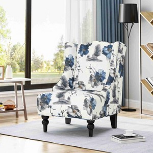 CAVINAS Comfy Accent Chair with High Backrest and Birch Wood Leg,Modern Upholstered Living Room Chairs,Reading Chairs for Living Room - 1 of 4