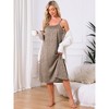 INSPIRE CHIC Women's Satin Sleeveless Built-in Bra Pajama Dress Spaghetti Strap Silky Midi Nightgowns - 2 of 4