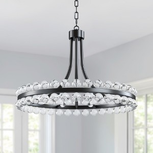 Maxax 24" Dimmable 8-Light Black/Chrome Crystal Chandelier - 1 of 4