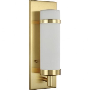 Progress Lighting Hartwick 1-Light Wall Sconce, Satin Brass, Etched Opal Glass - 1 of 4