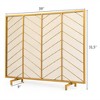 Costway 39''x31'' Single Panel Fireplace Screen Spark Guard Fence Chevron Gold Finish - 2 of 4