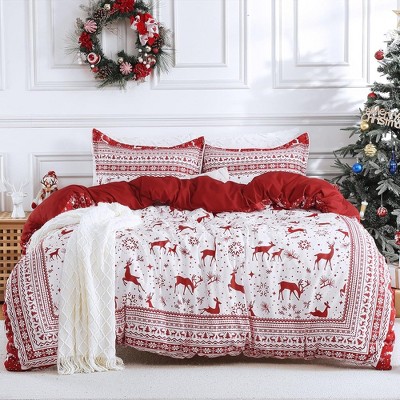 3 Piece Christmas Bedding Duvet Cover Set