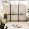 Costway 3-Panel Room Divider with Storage Shelves 6FT Tall Folding Privacy Screen on Wheels Black/White/Gray/Brown - 2 of 4