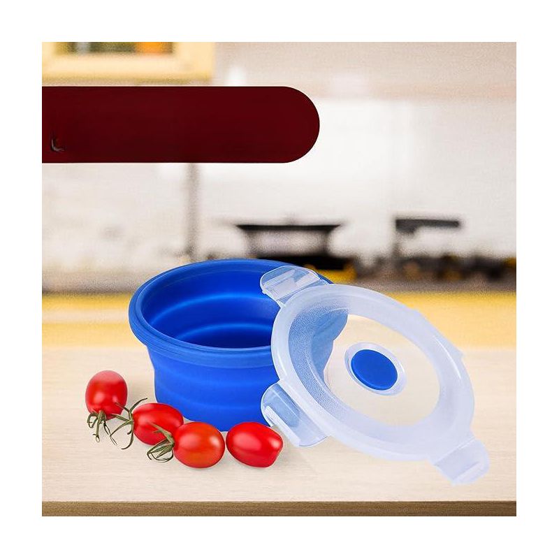 Vdomus Collapsible Food Storage Containers with Lids - Blue - Set of 3, 3 of 4