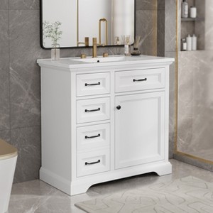 KTMBDW 36" Bathroom Vanity with Undermount Sink, Bathroom Sink Cabinet, Modern Bathroom Storge Vanity with Large Soft Closing Doors, Drawers - 1 of 4