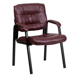 Executive Side Chair with Black Frame Finish/Burgundy Leather - Flash Furniture, Black Frame Finish/Red