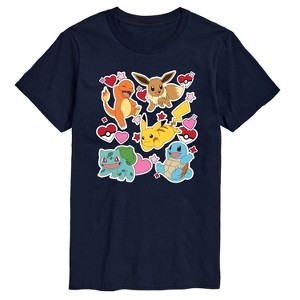 Men's - Pokémon - Valentine's Day Heart Sticker Short Sleeve Graphic T-Shirt - 1 of 3