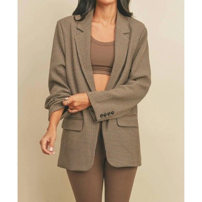 Women's Multi Color Houndstooth Oversized Blazer - DRESS FORUM