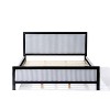 Queen/King Size Upholstered Platform Bed Frame with Fluffy Soft Headboard, Grey+Black-ModernLuxe - 4 of 4