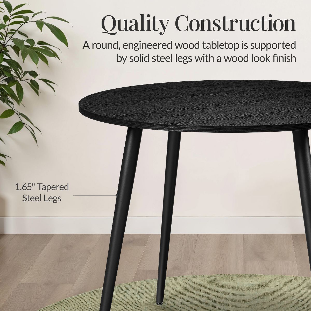 Best Choice Products Round Mid-Century Modern 35.5in Dining Table, Dinette for Home or Kitchen w/Wood Finish Steel Legs - Natural - thumbnail 7
