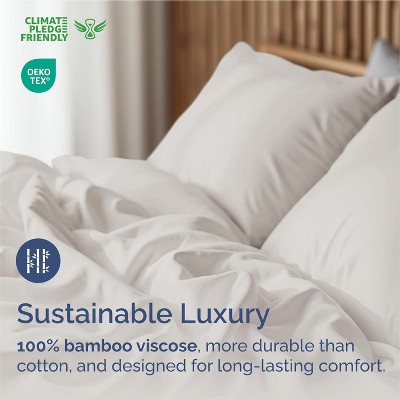 Light Grey Queen Bamboo Deep Pocket Sheet Set