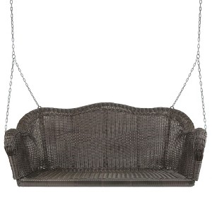 Northlight Hand Woven Resin Wicker Porch Swing with Chain - Chocolate Brown - 1 of 4