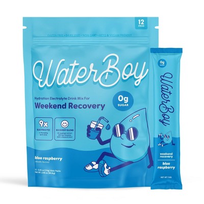 Waterboy Hydration + Weekend Recovery Vegan Dietary Supplement - Blue Raspberry - 2.96oz/12ct