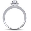 Pompeii3 1ct Diamond Engagement Ring Cushion Halo 14K White Gold - 2 of 4
