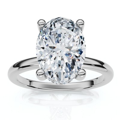 Pompeii3 2 1/10Ct Oval Diamond Side Halo Engagement Ring 14k Gold or Platinum Lab Created