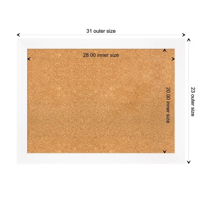 White Framed Natural Cork Bulletin Board 34" x 27"