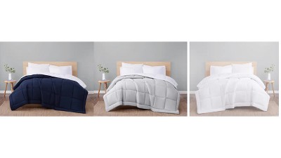 King White Reversible Microfiber Down Comforter Set