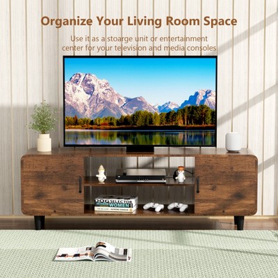 Dolonm Rustic Brown TV Stand Entertainment Center with Storage Cabinets & Open Layer