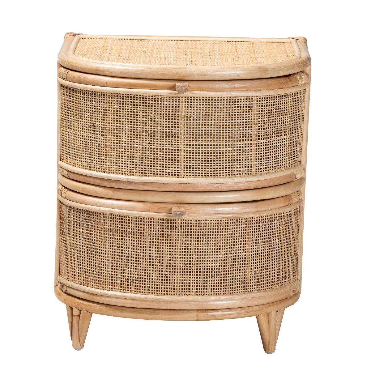 bali & pari Oleta Modern Bohemian Natural Brown Rattan 2-Drawer Nightstand - thumbnail 4