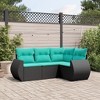vidaXL Patio Sofa Set with Cushions Outdoor Furniture - Black PE Rattan, Modular 4-Piece Garden Seating with Storage, Weather-Resistant - 2 of 4