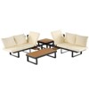 VisioGear Patio Conversation Set, Patio Seating Group, Outdoor Daybed with Adjustable Reclining Seats for Backyard, Beige, 100.8"*27.6"*29.1" - 4 of 4