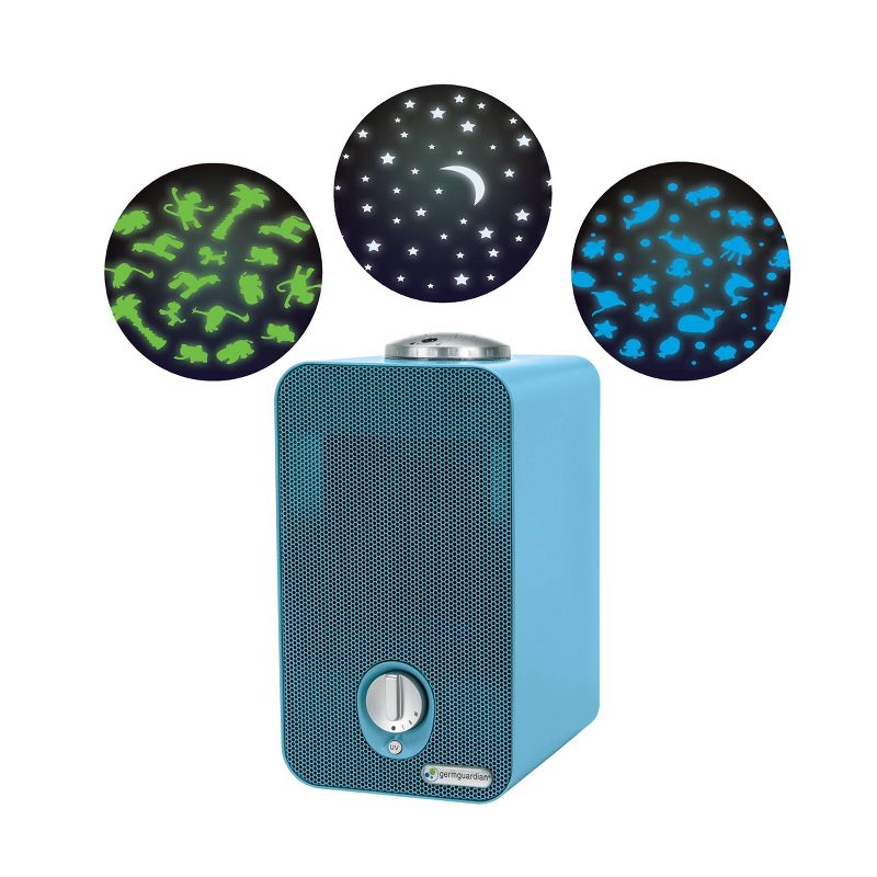 GermGuardian 11&#34; AC4150BLCA 4 in 1 Night HEPA Air Purifier System with UV Sanitizer Odor Reduction and projector  Table Top Tower Blue, 3 of 5