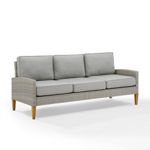Capella Outdoor Wicker Sofa - Gray/Acorn - Crosley - 1 of 4