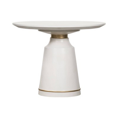 Round Pinni Concrete Dining Table White/Bronze - Armen Living