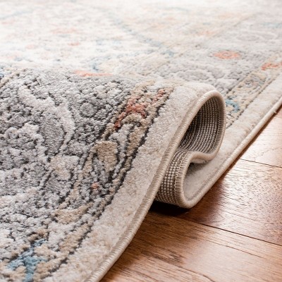 Ivory and Gray Medallion Synthetic Square Area Rug