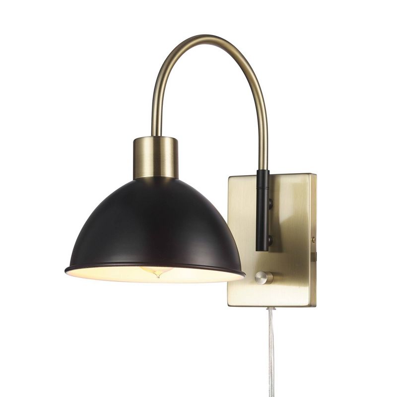 Ivy 1-Light Matte Brass Plug-In or Hardwire Wall Sconce with Matte Black Accents - Globe Electric, 4 of 6