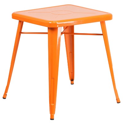 Emma and Oliver Commercial Grade 23.75" Square Colorful Metal Indoor-Outdoor Dining Table