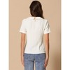 INSPIRE CHIC Women's Floral Jacquard Puff Short Sleeve Peter Pan Collar Blouse - 3 of 4