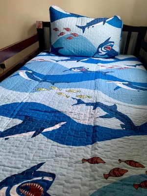 50x60 Kids' Shark Allover Throw Blanket Blue - Lush Décor : Target