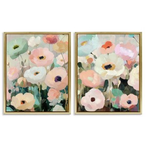 Stupell Industries Minty Garden Flowers 2pc Floating Frame Art Set - 1 of 4