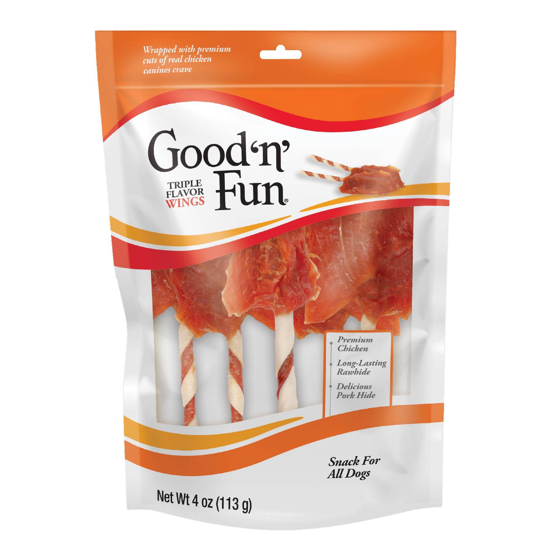 Good 'n' Fun Triple Flavor Wings Rawhide Beef, Chicken and Pork Flavor Dog Treats