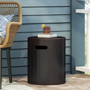 NicBex 15.5" Modern Round Outdoor Side End Table,Lightweight Concrete Patio End Table,Outdoor Accent Table for Deck,Garden - 1 of 4