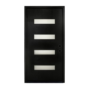 Lirago 36 x 80 Left Hand Inswing Black Fiberglass Front doors with Brickmould 6-9/16" Vinyl Frame Frosted Glass - 1 of 4
