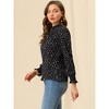 Allegra K Women's Smocked Cuffs Puff Sleeve Ruffled Neck Vintage Polka Dots Blouses - 4 of 4