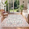 Coucheta Washable Area Rug - Non-Slip Vintage Floral Low Pile Soft Living Room Carpet, Machine Washable Farmhouse Rug for Bedroom - 2 of 4