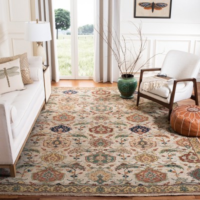 Ivory and Gold Hand-Knotted Wool 8' x 10' Area Rug