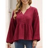 PePlum Tops for Women Ruffled Henley Neck Shirt Long Sleeve Flowy Blouse T-Shirt - 4 of 4