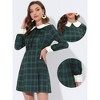 INSPIRE CHIC Women's Peter Pan Collar Fit and Flare Mini Plaid Tartan A Line Dresses - 2 of 4