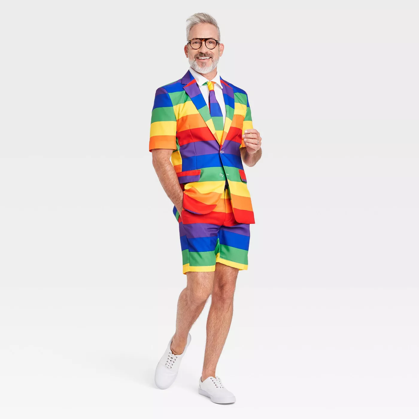 Pride Gender Inclusive Adult Rainbow Novelty Suit & Tie Set - image 1 of 4