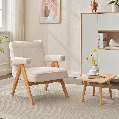 GDFStudio Merry Upholstered Wooden Chair with Handrails