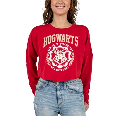 Harry Potter Hogwarts Juniors Red Crop Sweatshirt Target