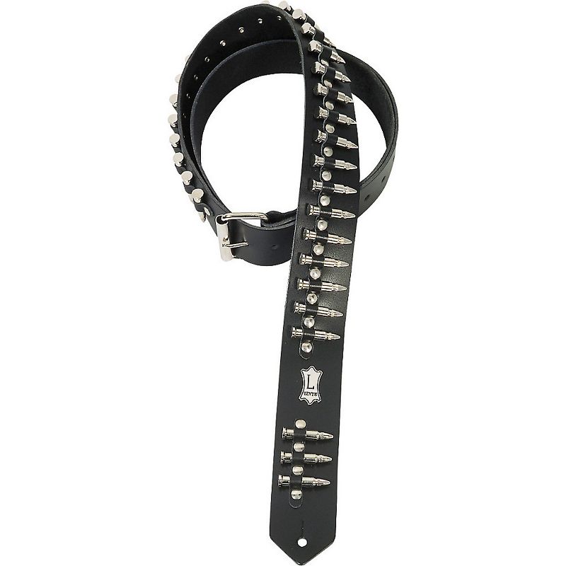 Levy's Boot Leather Guitar Strap With Metal Bullets Black, 1 of 3