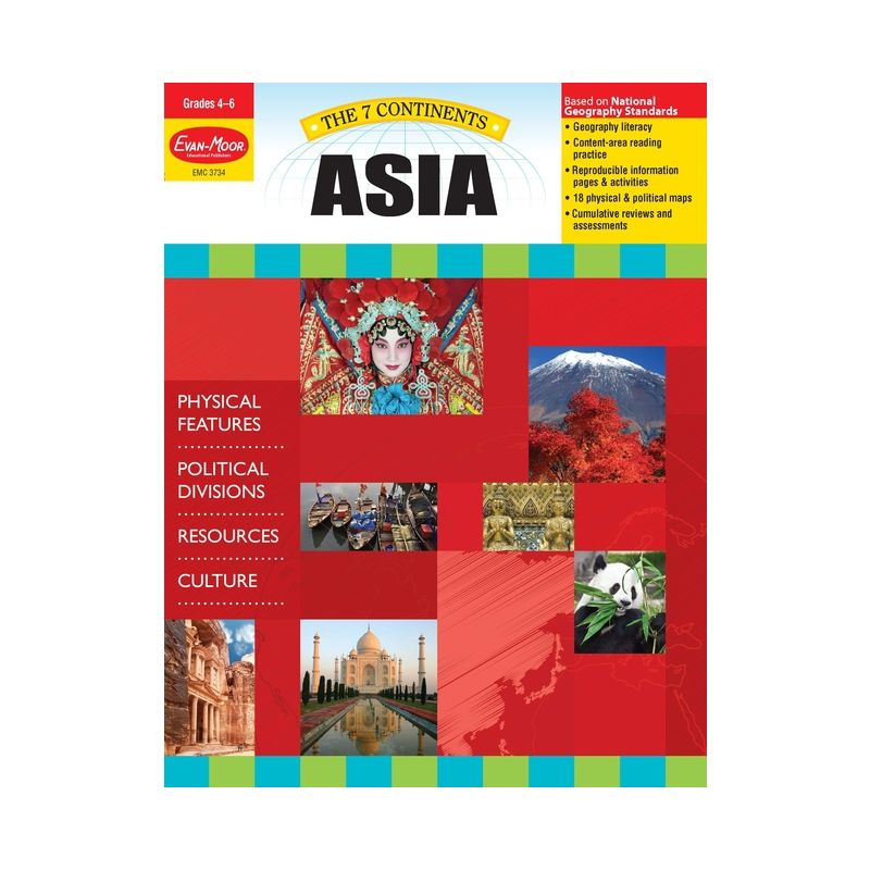 7 Continents: Asia, Grade 4 - 6 Teacher Resource - by  Evan-Moor Educational Publishers (Paperback), 1 of 2