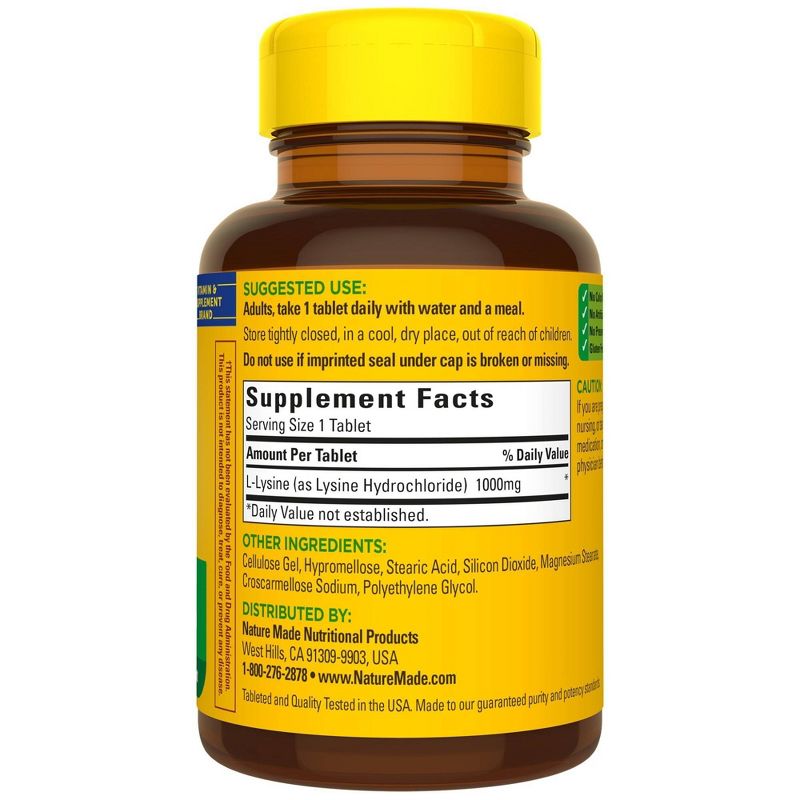 Nature Made Extra Strength L - Lysine 1000 mg Tablets - 60ct, 3 of 7