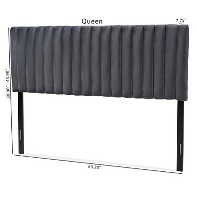 Gray Tufted Leather Upholstered Queen Headboard